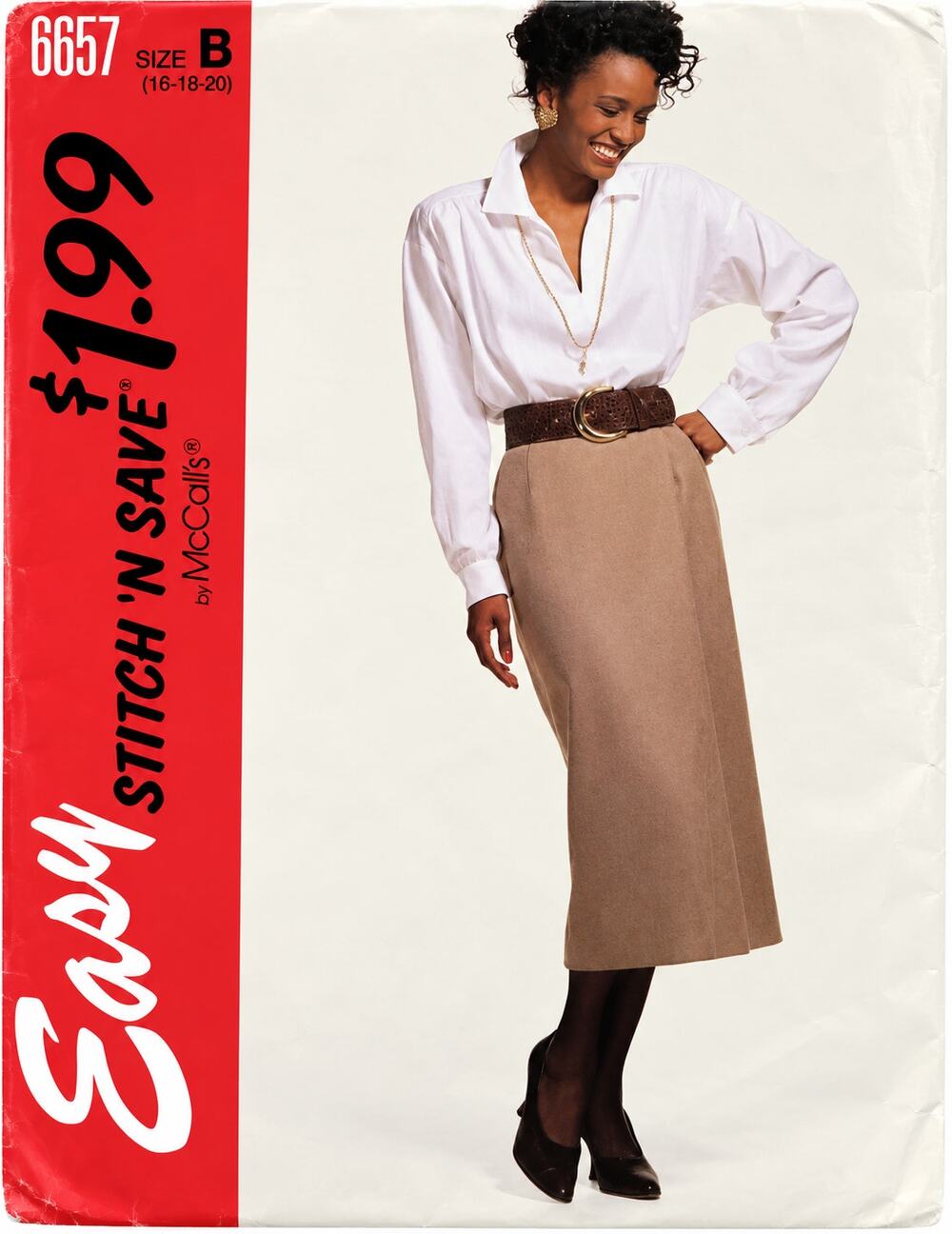McCALL'S 6657 Sewing Pattern Plus Size 16-18-20 Straight WRAP SKIRT Uncut